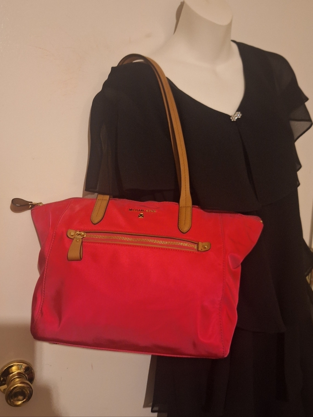 Michael Kors Kelsey Pink Nylon Large Tote Handbag